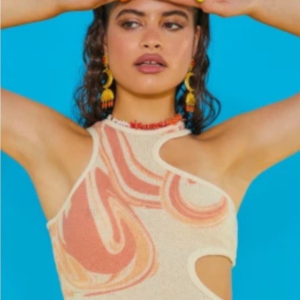 Jaded London Beige and Orange Swirl Crop Top